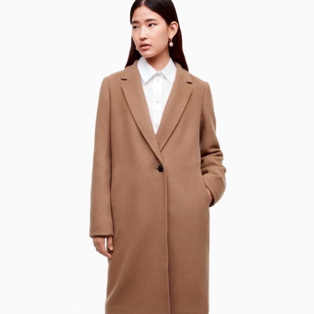 Aritzia Babaton Stedman Coat Italian Wool Cashmere Blend Savile Camel Small